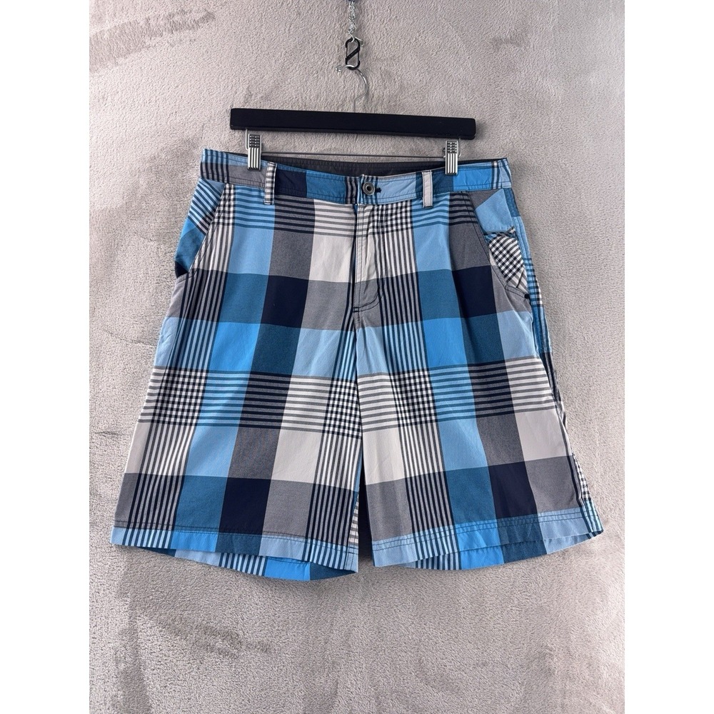 Lululemon Shorts Mens Size 34 Blue Plaid Flat Front‎ Casual Golf Chino Lounge